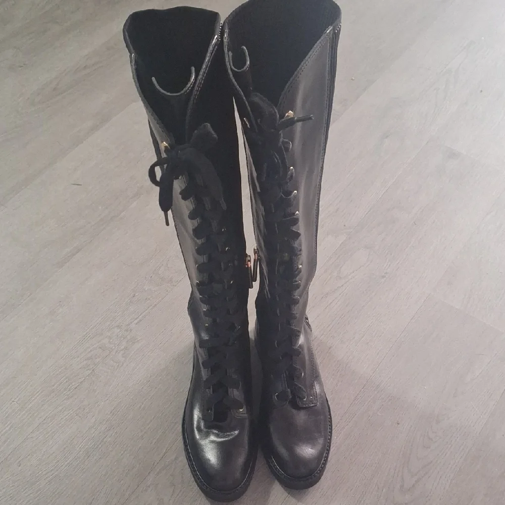 Louise Et Cie - Black Leather Lace Up Biker Boots